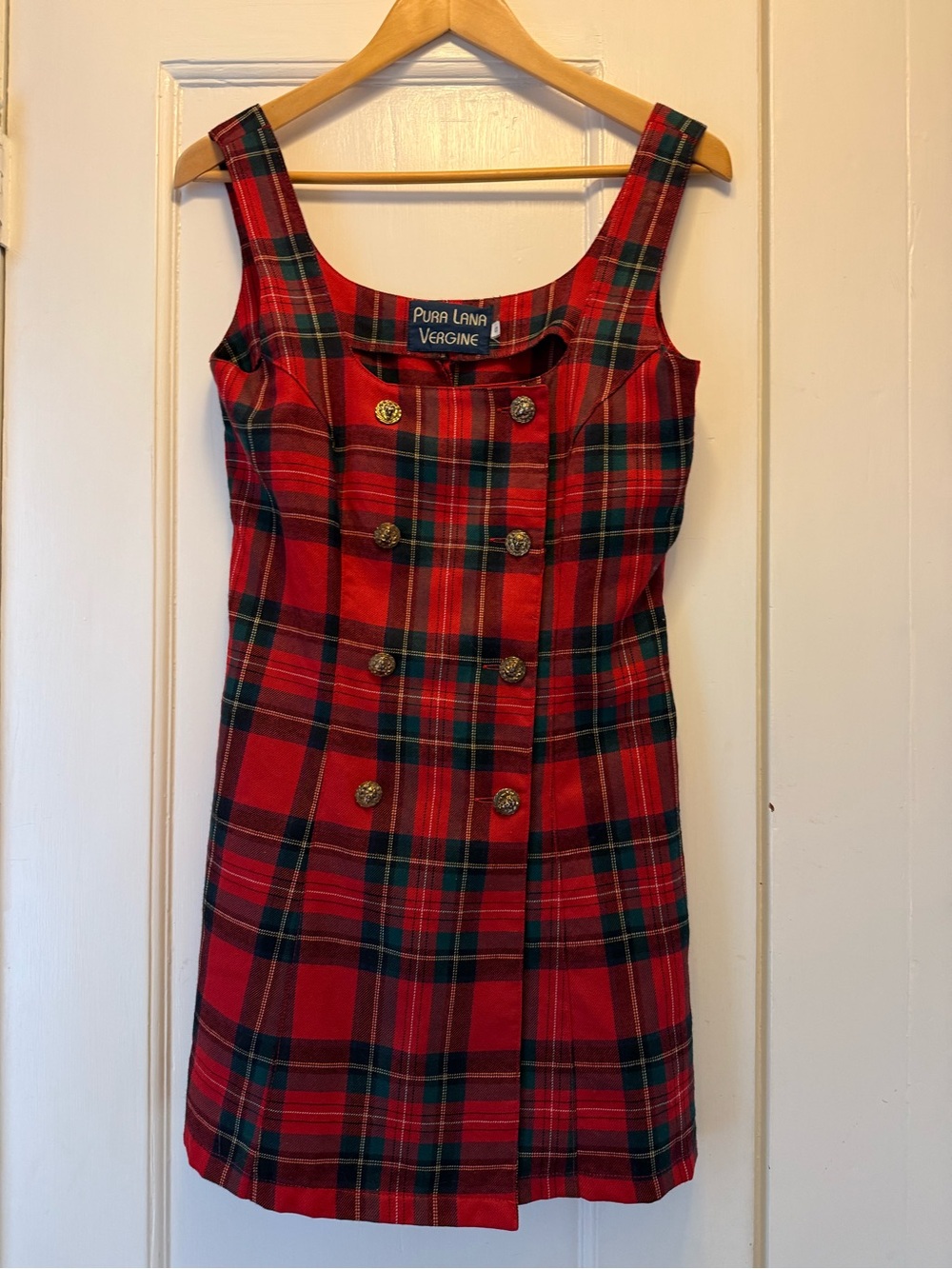 Vintage Pura Lana Vergine Red Plaid Dress